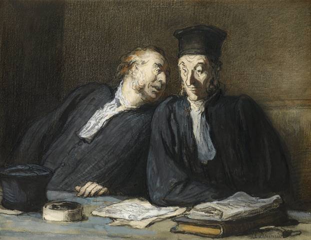 Honoré Daumier two lawyers conversing. Procesrecht: wat wil de rechter?